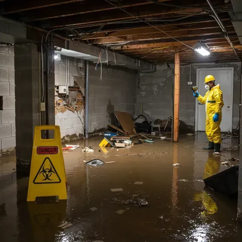 Flooded Basement Electrical Hazard in Brogden, NC Property